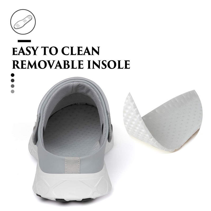 SAGUARO Men's Women's Quick Dry Garden Shoes Lightweight Breathable Gardening Clog Water Shoes Mesh Sandals for Sports Outdoor Beach Pool Exercise Grey 12.5 Women/10.5 Men - Image 5